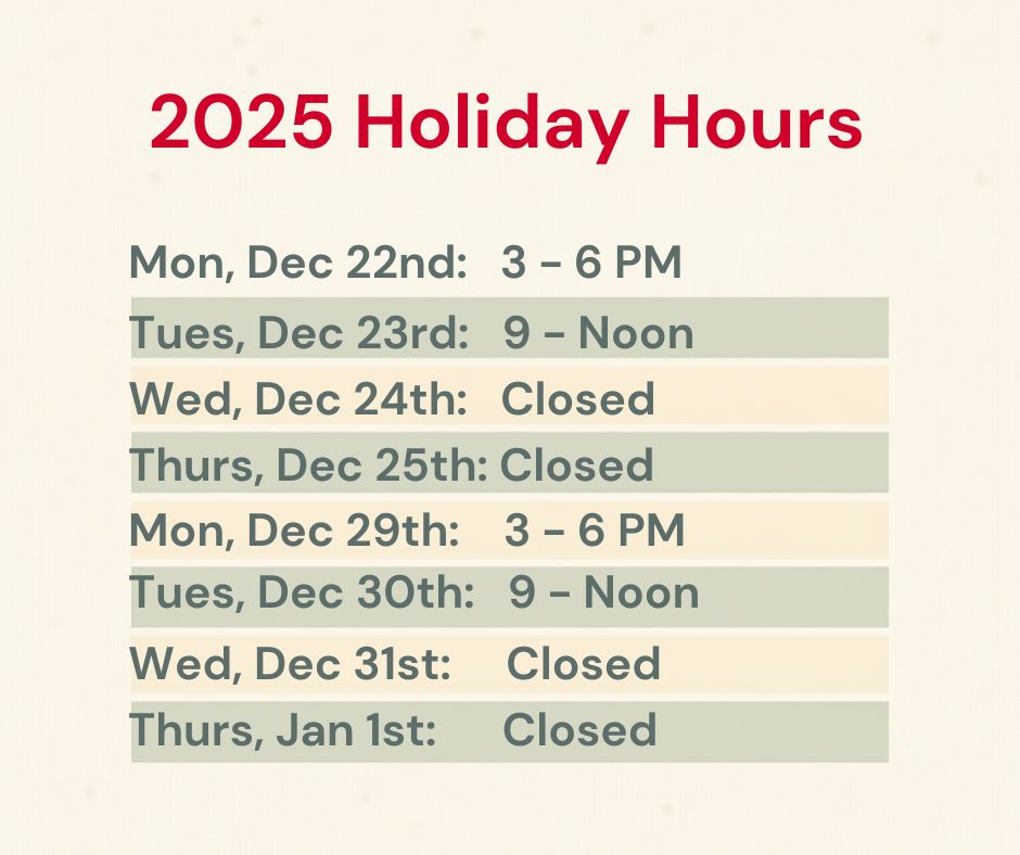 2025 Holiday Hours